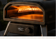 Pizza oven heating with digital temperature display