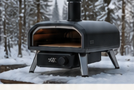 Pizza oven outdoors in winter conditions